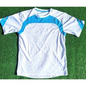 Goodyear Racing Shirt Mens Medium White / Blue Short Sleeve Crew Neck Microfiber